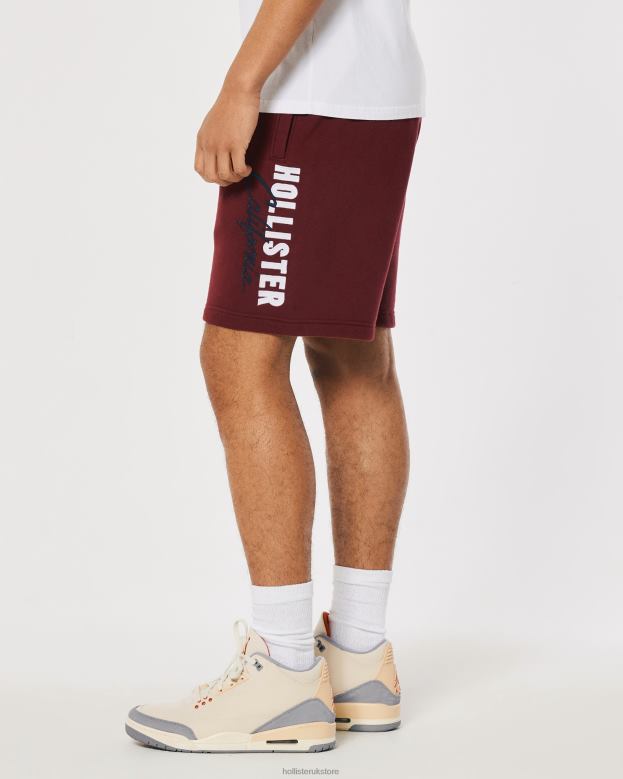 Bottoms Hollister Men Logo Graphic Fleece Shorts 9\\ 488201327 Burgundy
